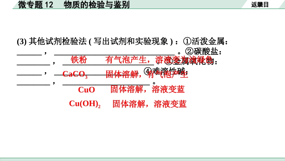 中考江西化学02.第一部分  江西中考考点研究_10.第十、十一单元  酸碱盐（含化肥）_04.微专题12  物质的检验与鉴别.pptx_第3页