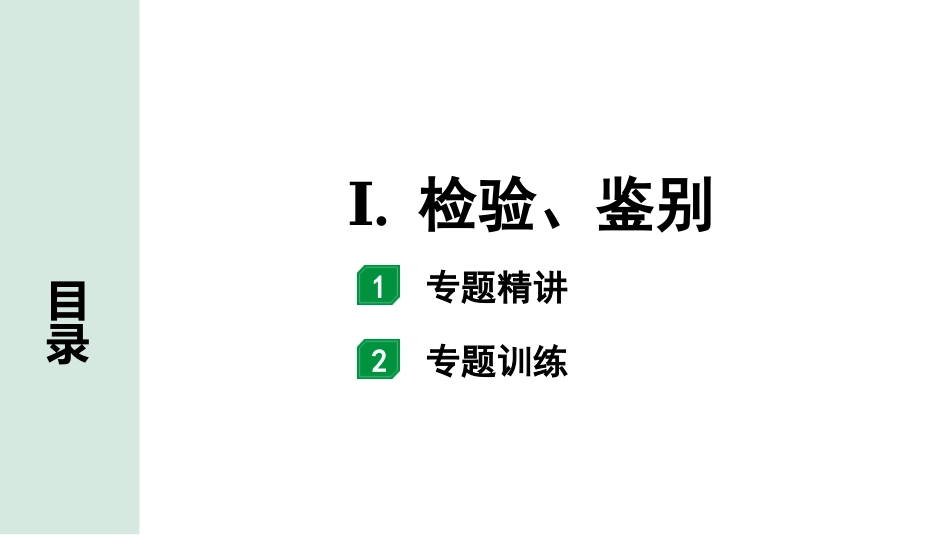 中考长沙化学03.第二部分　长沙中考专题研究_02.专题二　Ⅰ. 检验、鉴别.pptx_第1页