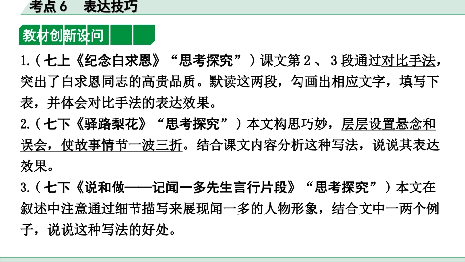 中考四川语文4.第四部分  现代文阅读_1.专题一  文学类文本阅读_考点详解·核心突破_题型二  简答题_考点6  表达技巧.ppt_第3页