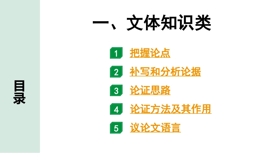 中考淄博语文3.第三部分  现代文阅读_3.专题三  议论文阅读_常考考点分类讲练_一、文体知识类.ppt_第1页