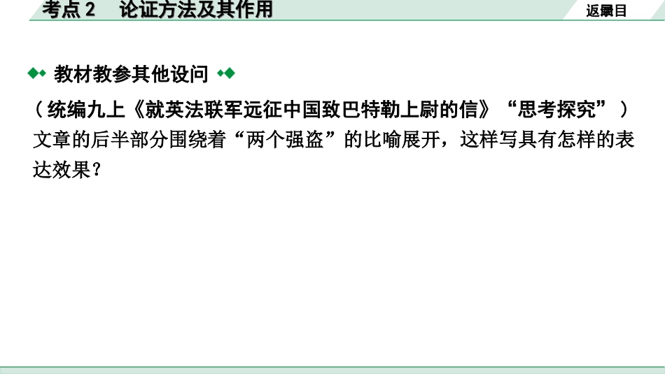 中考云南语文4.第四部分  现代文阅读_2.专题二  议论文阅读_考点“1对1”讲练_考点2  论证方法及作用.ppt_第3页