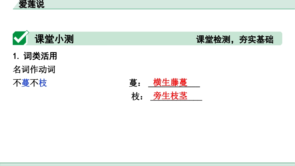 中考天津语文2.第二部分  古诗文阅读_1.专题一  课内文言文3轮复习_1轮  教材教读31篇文言文梳理及训练_17.爱莲说_爱莲说（练）.ppt_第2页