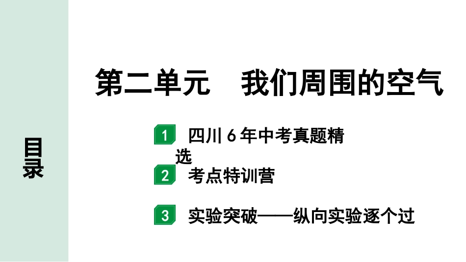 中考四川化学02.第一部分  四川中考考点研究_02.第二单元   我们周围的空气_第二单元　我们周围的空气.pptx_第1页