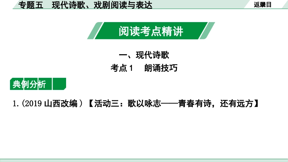 中考山西语文3.第三部分  读·思&读·写_5.专题五  现代诗歌、戏剧阅读与表达_专题五  现代诗歌、戏剧阅读与表达.pptx_第2页