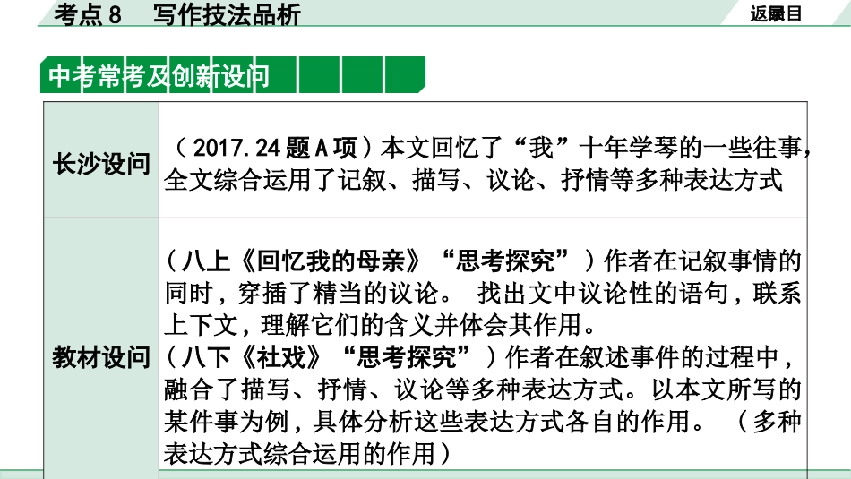 中考长沙语文3.第三部分  现代文阅读_3.专题三  记叙文阅读_考点“1对1”讲练_考点8  写作技法品析.pptx_第3页