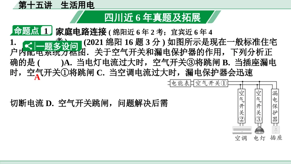 中考四川物理01.第一部分  四川中考考点研究_15.第十五讲  生活用电_第十五讲  生活用电.pptx_第2页