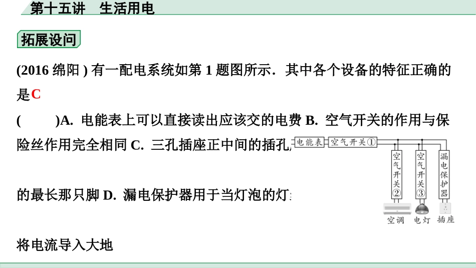 中考四川物理01.第一部分  四川中考考点研究_15.第十五讲  生活用电_第十五讲  生活用电.pptx_第3页