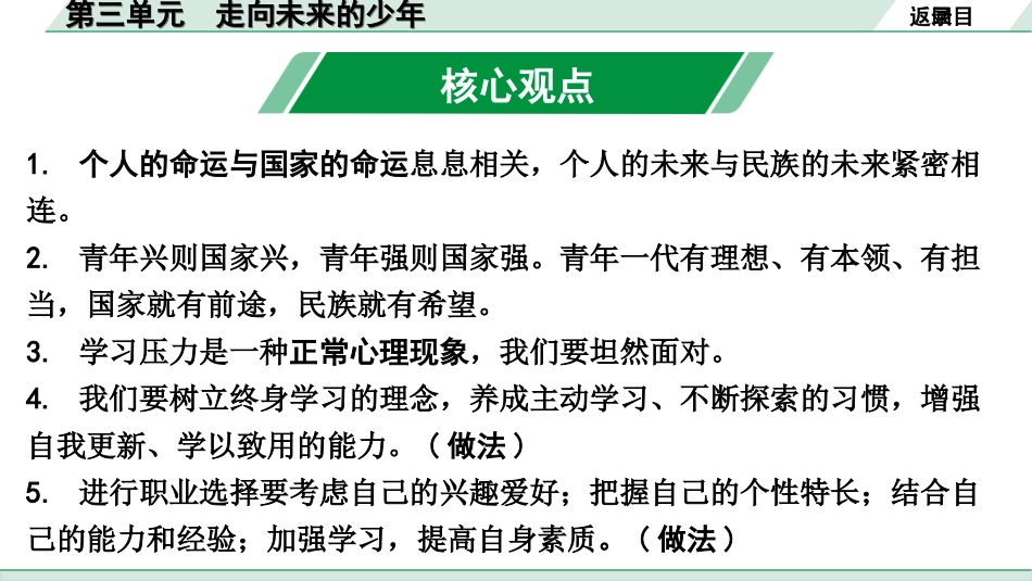 中考天津道法1.第一部分   考点研究_6. 九年级（下册）_3. 第三单元　走向未来的少年.ppt_第2页