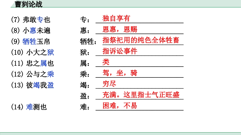 中考上海语文1.第一部分  古诗文阅读_3.专题三  课内文言文阅读_第7篇  曹刿论战_曹刿论战（练）.pptx_第3页