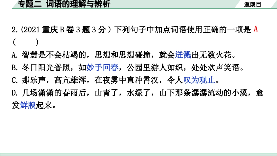 中考重庆语文1.第一部分  语文知识及运用_2.专题二  词语的理解与辨析_专题二  词语的理解与辨析.ppt_第3页