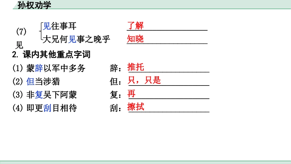 中考上海语文1.第一部分  古诗文阅读_3.专题三  课内文言文阅读_第27篇  孙权劝学_孙权劝学（练）.pptx_第3页