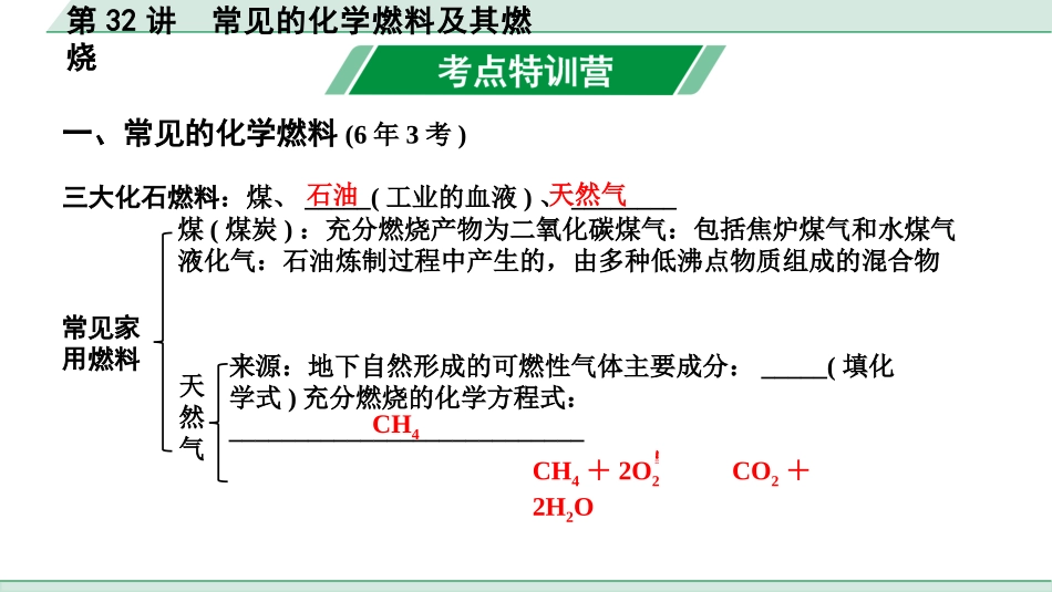 中考上海化学32.第32讲  常见的化学燃料及其燃烧.pptx_第2页