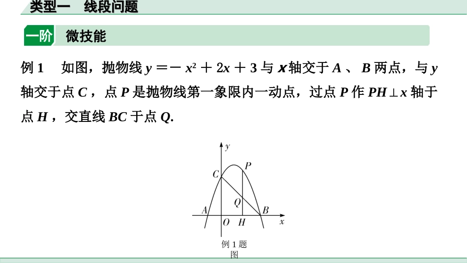 中考内蒙古数学1.第一部分  内蒙古中考考点研究_3.第三单元  函数_8.第17课时  二次函数与几何综合题_1.类型一  线段问题.ppt_第1页