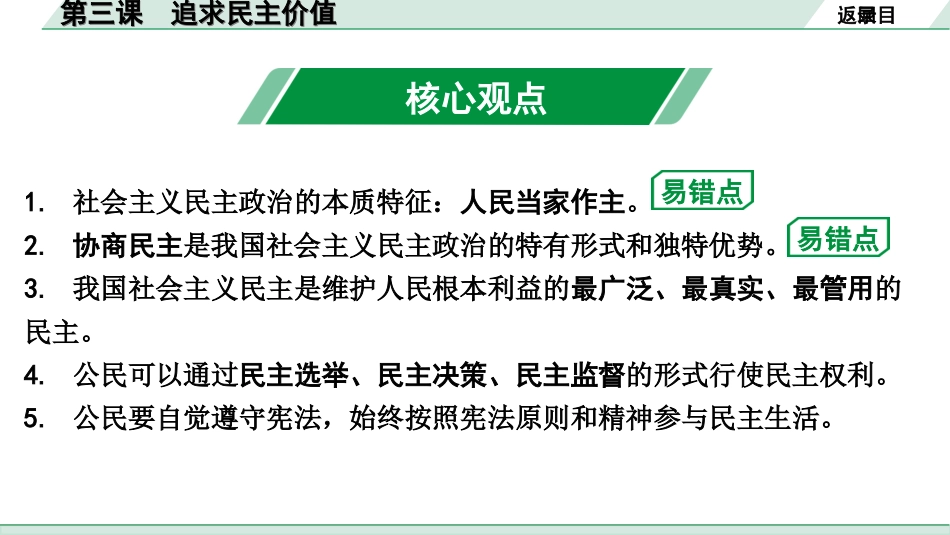 中考天津道法1.第一部分   考点研究_5. 九年级（上册）_2. 第二单元　民主与法治_1. 第三课　追求民主价值.ppt_第2页