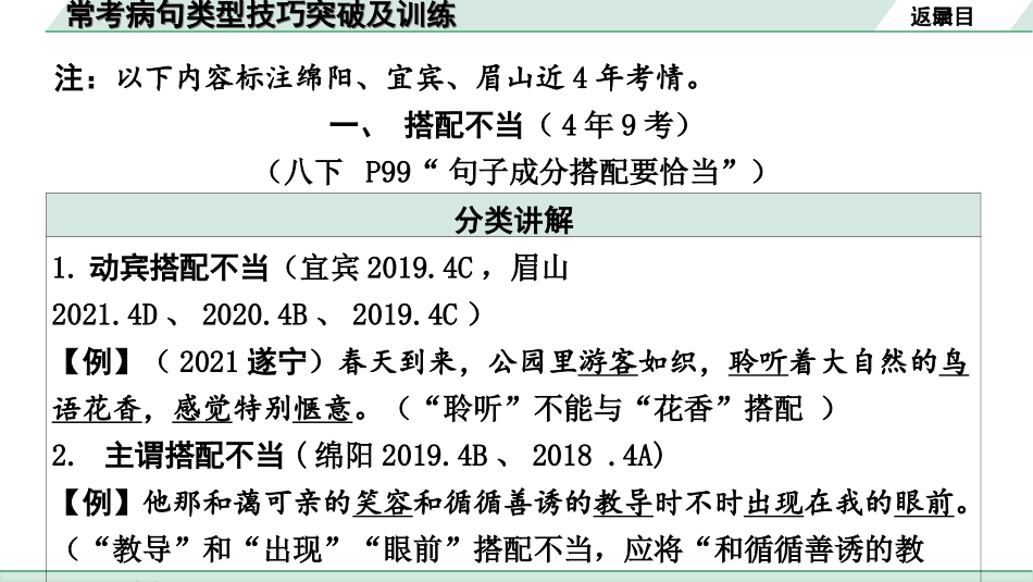 中考四川语文1.第一部分 语言文字运用_1.专题三  病句辨析与修改_常考病句类型技巧突破及训练.ppt_第2页