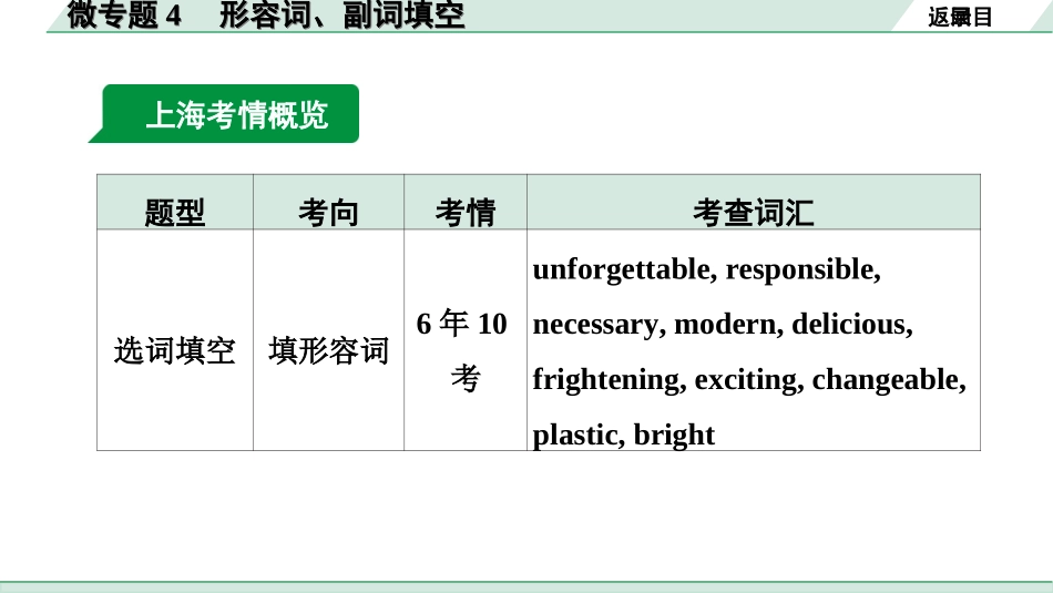 中考上海英语09. 第一部分 微专题4 形容词、副词填空（针对选词填空与首字母填空）.ppt_第2页