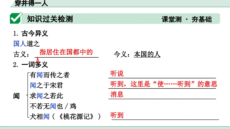 中考昆明语文2.第二部分  古诗文阅读_专题二  文言文阅读_第31篇  寓言二则_穿井得一人_穿井得一人（练）.ppt_第2页