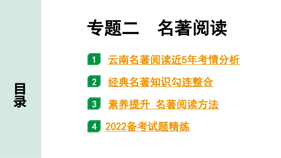 中考云南语文2.第二部分  综合性学习_2.专题二  名著阅读_专题二  名著阅读.pptx_第1页