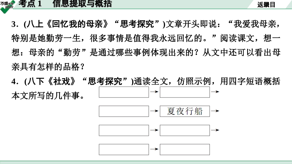 中考淄博语文3.第三部分  现代文阅读_1.专题一  记叙文阅读_考点“1对1”讲练_一、整体感知、内容理解_1.考点1　信息提取与概括.ppt_第3页