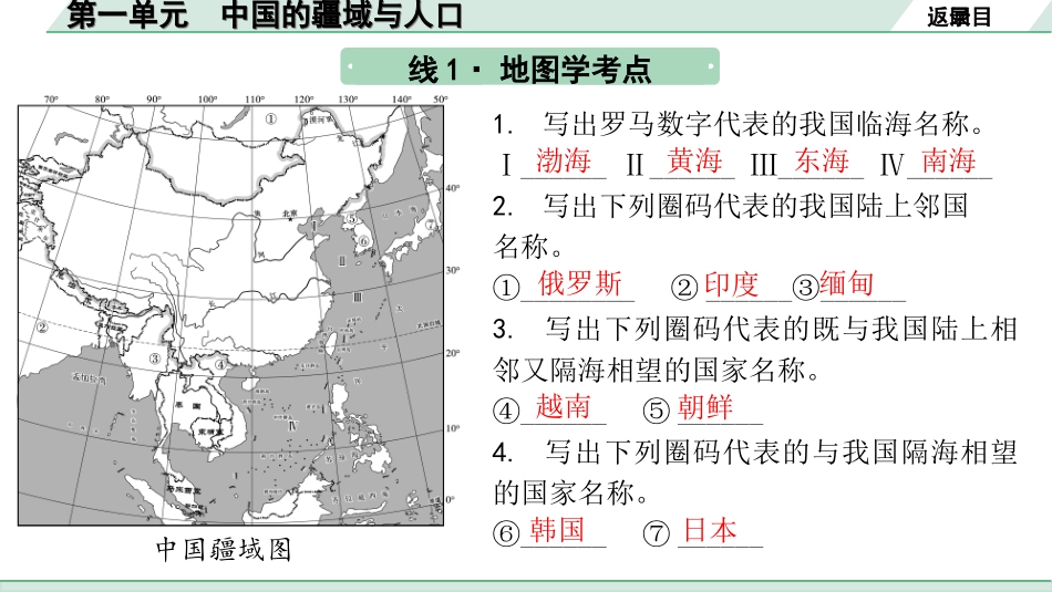 中考江西地理讲解册_1.第一部分 江西中考考点研究_3.模块三 中国地理_1.第一单元 中国的疆域与人口.ppt_第3页