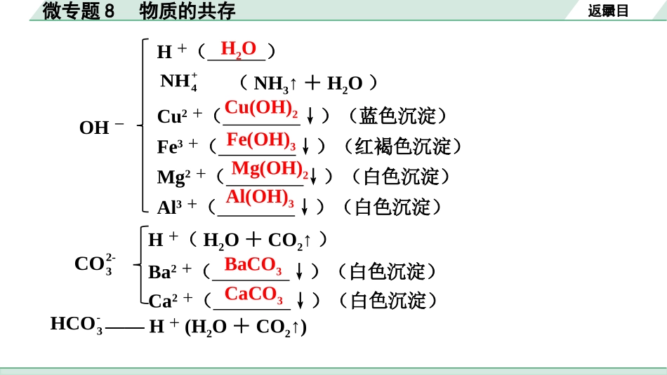 中考湖南化学02.第一部分　湖南中考命题点研究_11.第十一单元　盐　化肥_02.微专题8　物质的共存.pptx_第3页