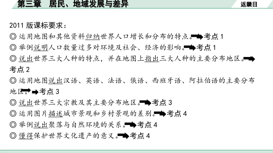 中考陕西地理1. 第一部分　 陕西中考考点研究_2. 模块二　世界地理_3. 第三章　居民、地域发展与差异_1.第三章　居民、地域发展与差异.ppt_第3页