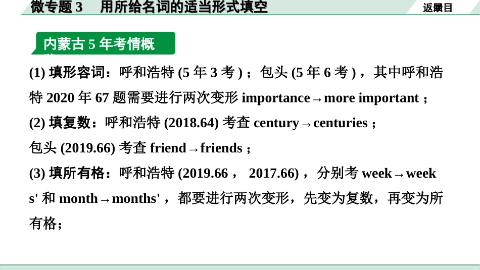 中考内蒙古英语WY33. 第二部分 专题二 微专题3 用所给名词的适当形式填空.ppt_第3页