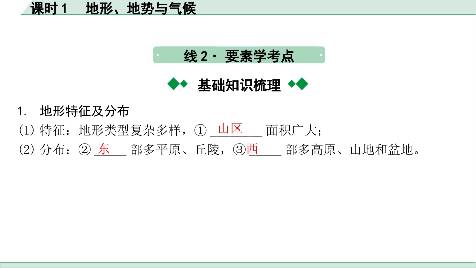 中考徐州地理1.第一部分  徐州中考考点研究_3.模块三  中国地理_2.第二单元  自然环境  课时1  地形、地势与气候.pptx_第3页