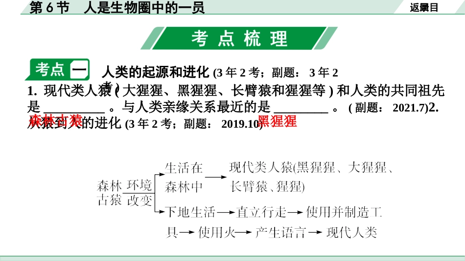 中考陕西生物学01.第一部分  陕西中考考点研究_04.主题四  生物圈中的人_06.第6节  人是生物圈中的一员.pptx_第3页