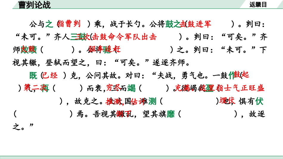 中考沈阳语文2.第二部分  古诗文阅读_2.专题二  文言文阅读_3.三阶  文言文比较阅读群文攻关练_2.曹刿论战.pptx_第3页