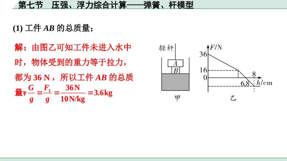 中考重庆物理01.01.第一部分　重庆中考考点研究_05.第5讲　浮　力_08.第七节　压强、浮力综合计算——弹簧、杆模型.pptx_第3页