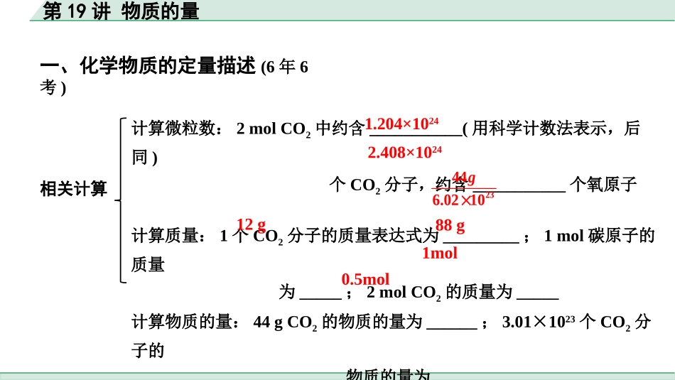 中考上海化学19.第19讲  物质的量.pptx_第3页