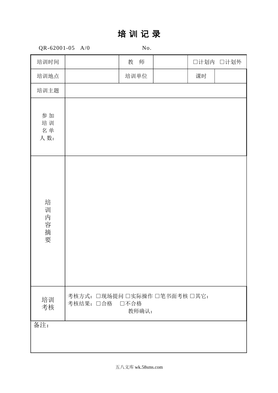 培训记录表格等.doc_第1页