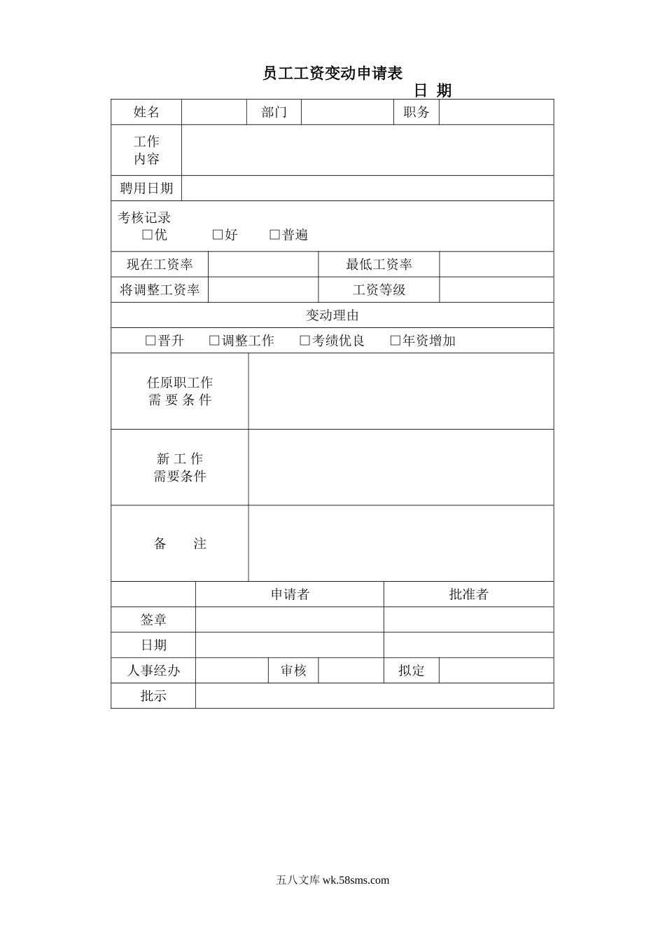 员工工资变动申请表.doc_第1页