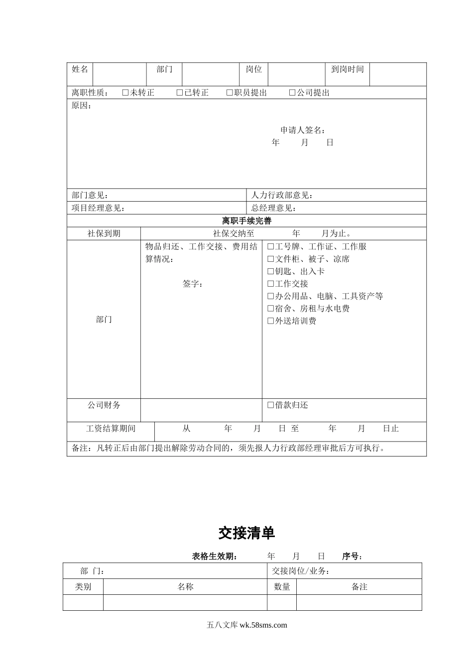 离职面谈清单离职手续表交接清单.doc_第2页