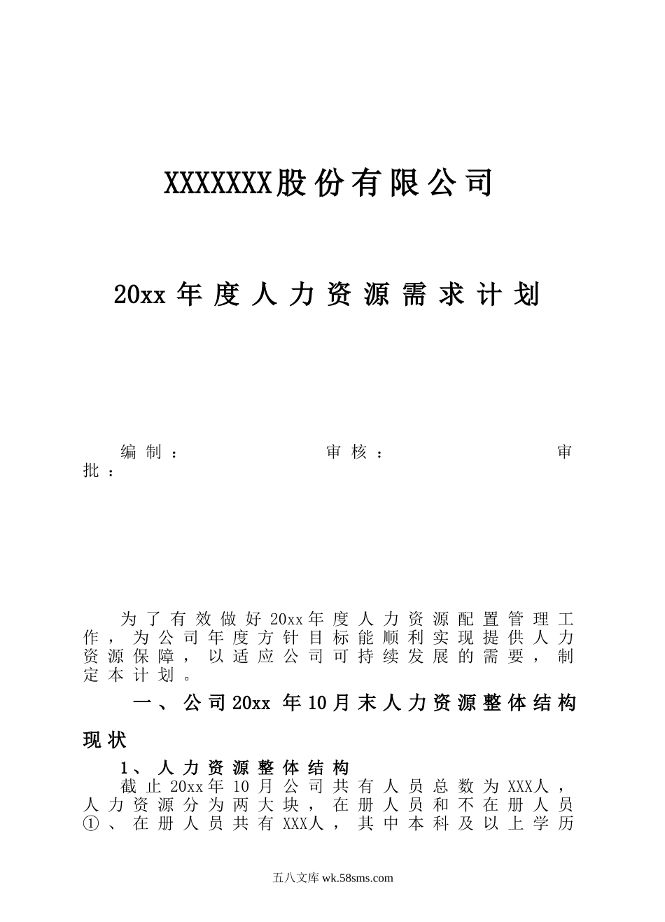 年度人力资源需求计划.doc_第1页