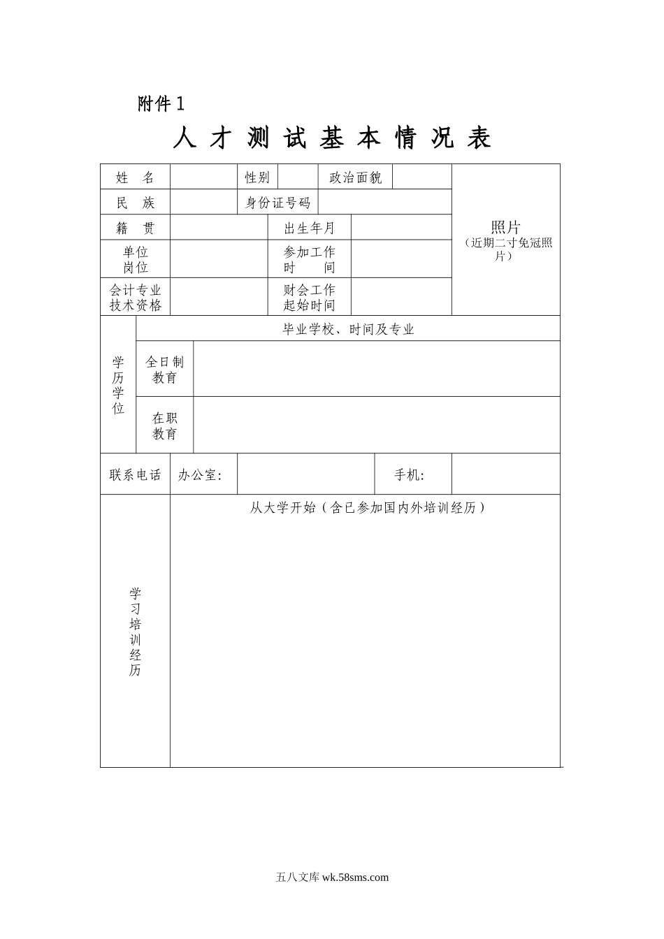 人才测试情况基本情况表考核表.docx_第1页