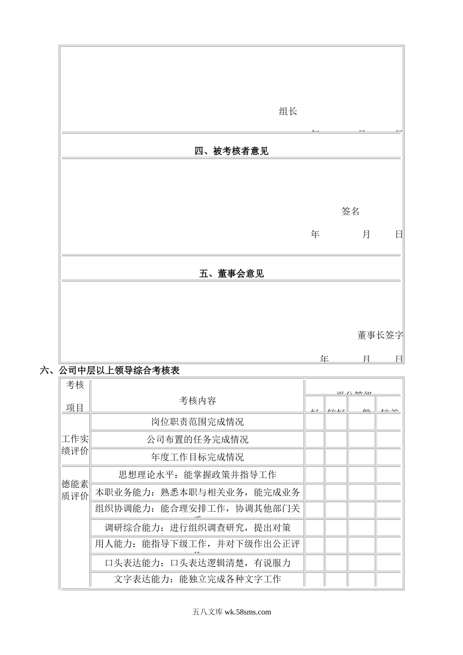 公司部门中层领导年度工作考核表.doc_第2页