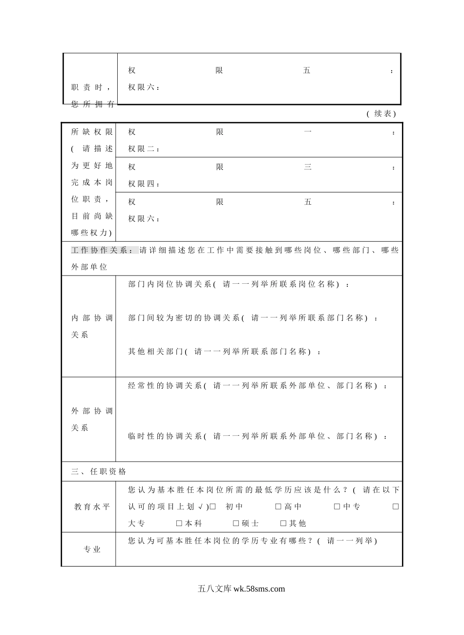 【模板】工作分析和岗位说明书.doc_第2页