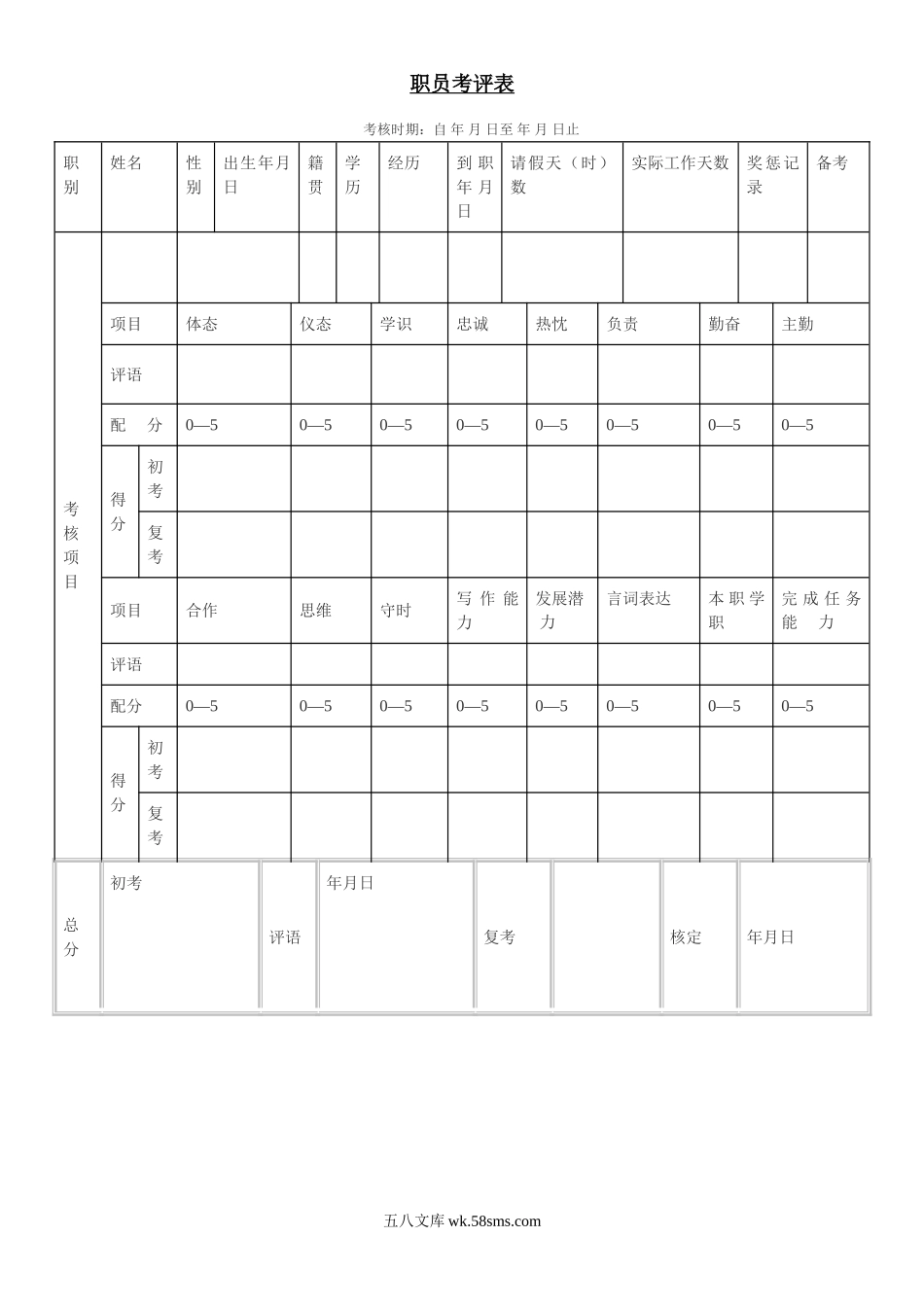 职员考评表.doc_第1页