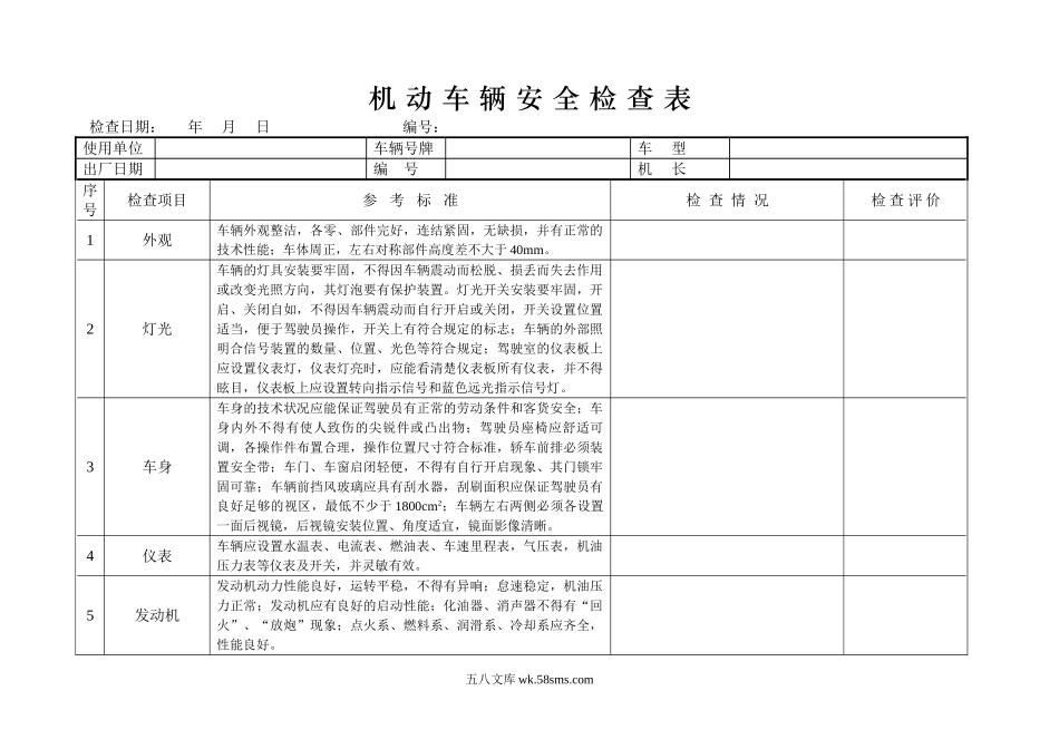 机动车辆安全检查表.doc_第1页