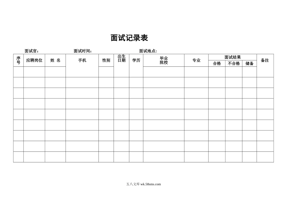 【表格】面试记录表.doc_第1页