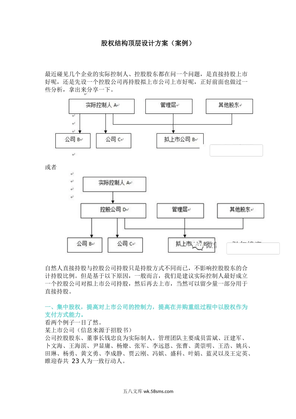 公司股权结构顶层设计方案(案例).docx_第1页