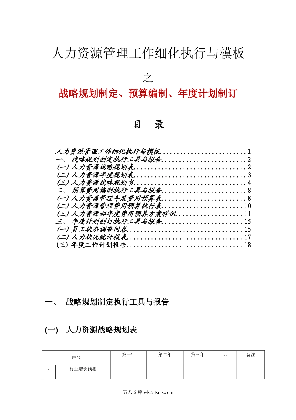 【年度规划方案】人力资源战略规划、预算编制、年度计划制订.doc_第1页