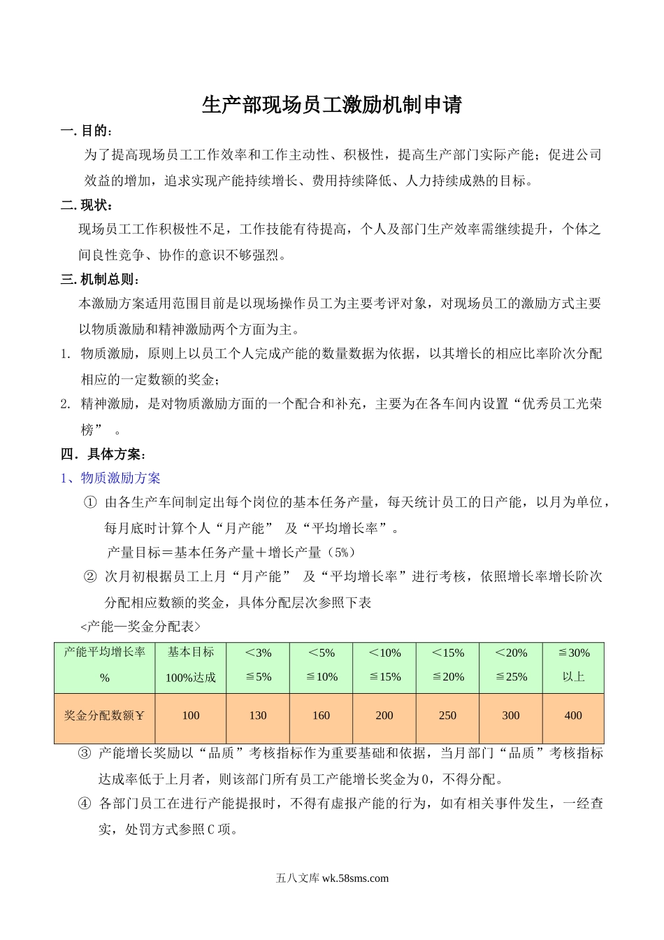 生产部现场员工工作激励机制.doc_第1页