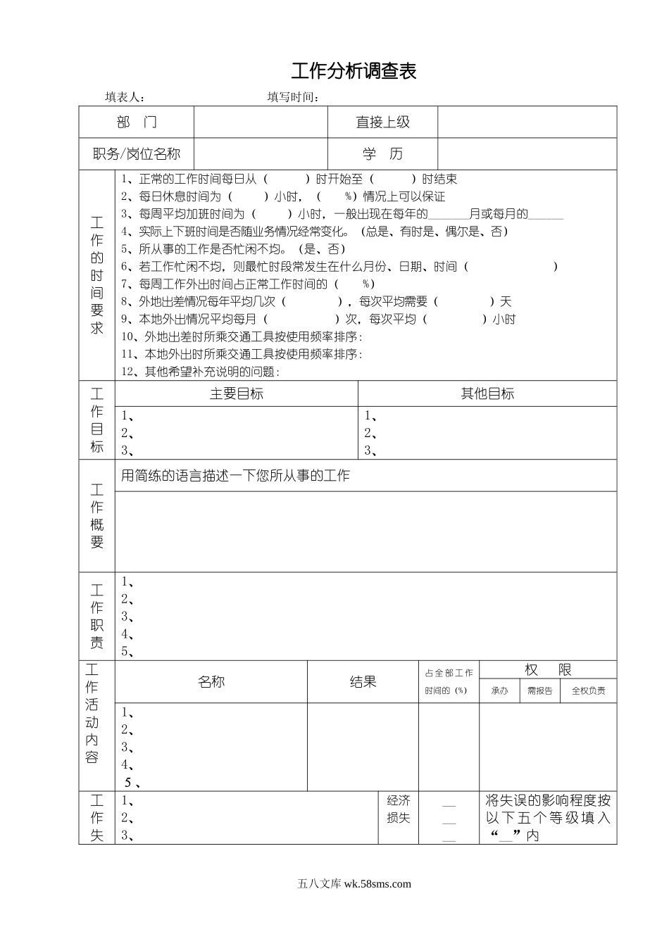 工作分析调查表.doc_第1页