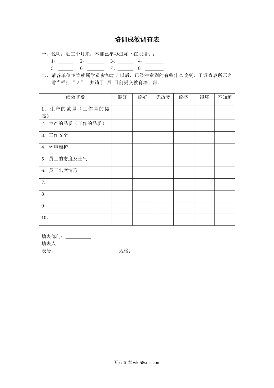 培训成效调查表.doc_第1页