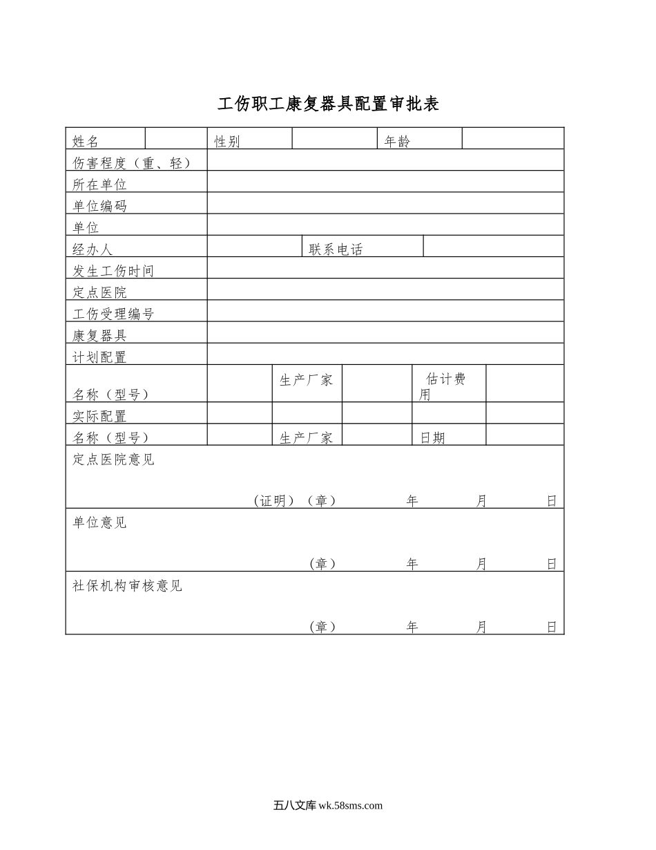 工伤职工康复器具配置审批表.docx_第1页