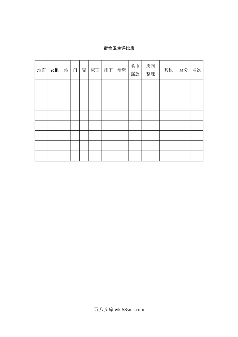 宿舍卫生评比表.doc_第1页