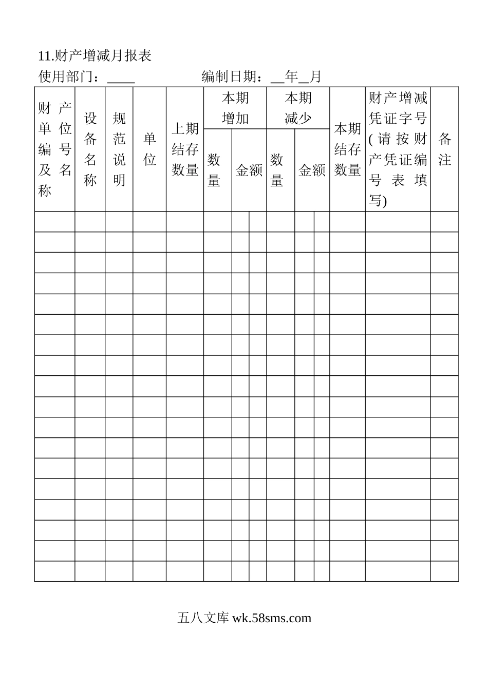 财产增减月报表.doc_第1页